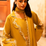 Nayra deep lime yellow stitched raw silk outfit with embroidery and embellishments