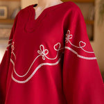 Buy Bon Cherri cherry red embroidered tunic set online â?? a playful yet elegant ensemble featuring whimsical white embroidery, a sleek skinny shalwar, and a feminine silhouette.