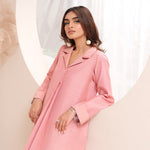 Blush pink raw silk dress â?? minimal, elegant, and chic.