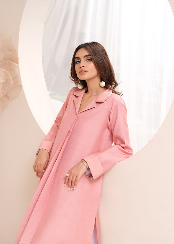 Blush pink raw silk dress â?? minimal, elegant, and chic.