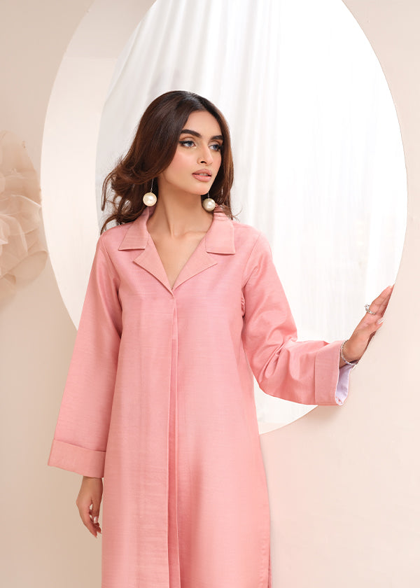 Blush pink raw silk dress â?? minimal, elegant, and chic.