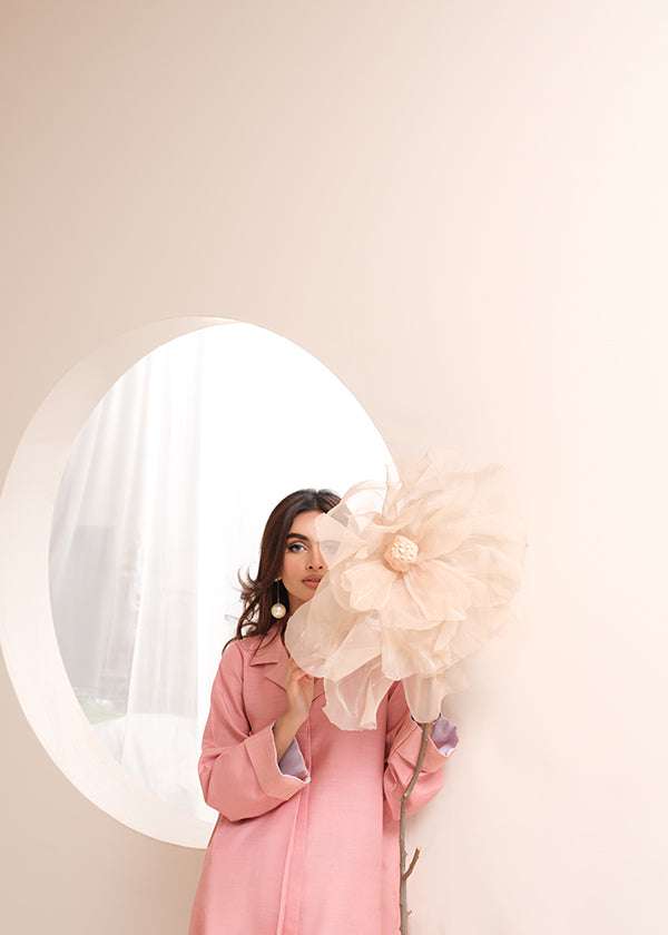 Blush pink raw silk dress â?? minimal, elegant, and chic.